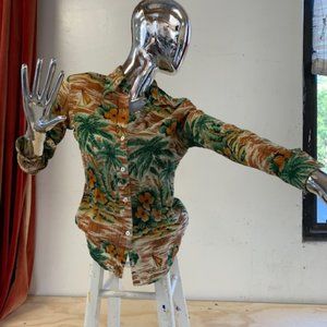 Nirvana Hawaiian print  crepe  blouse Medium